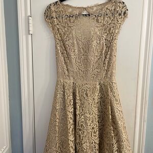 ABS Gold Lace Evening Dress